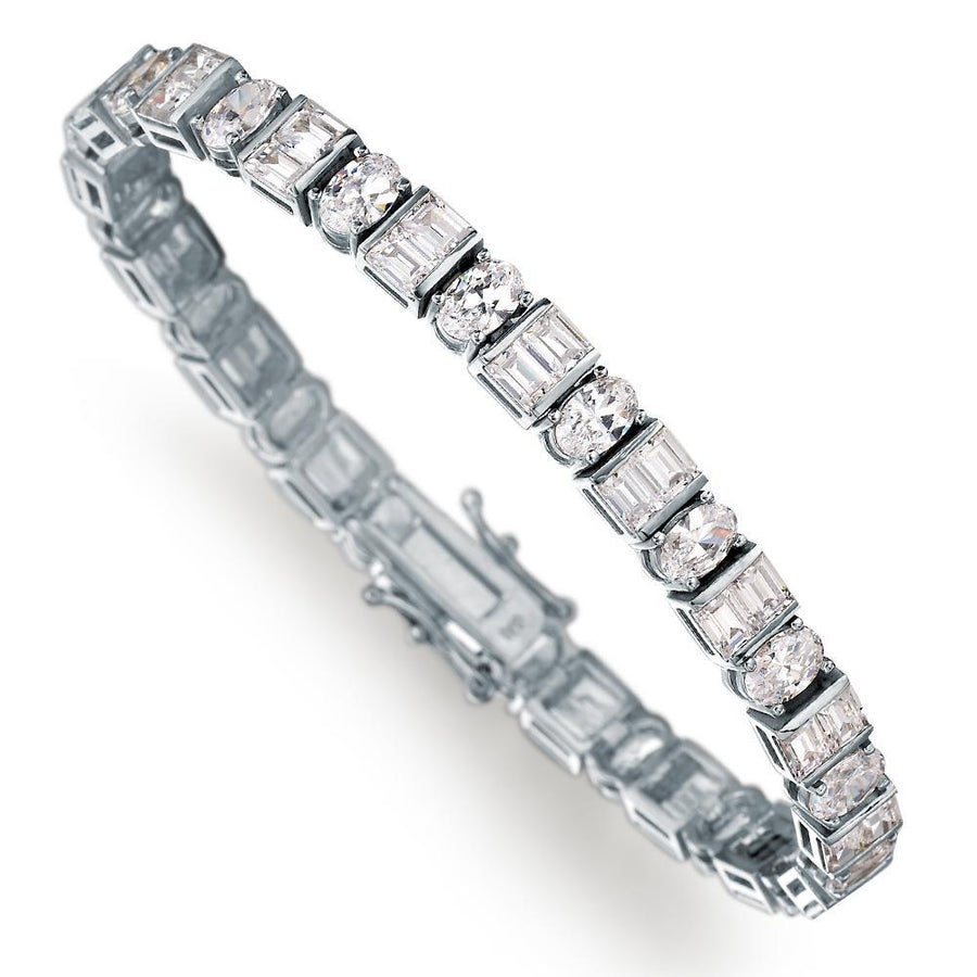 14.4 ct. t.w. Oval and Baguette  7 inch Tennis Bracelet