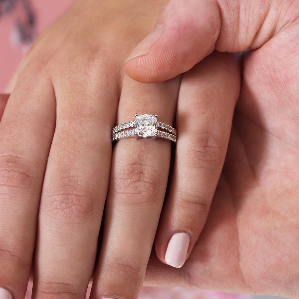 Cushion Cut Split-Shank Ring